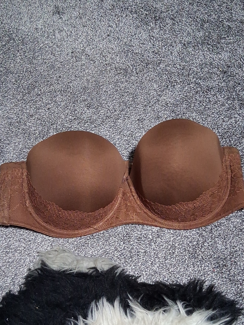 torrid Brown Strapless Lace-Trim Molded Bra